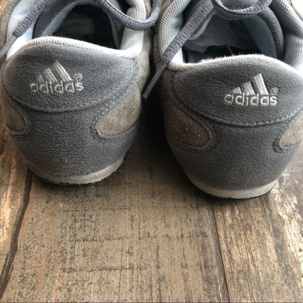 Adidas grey with baby blue three stripe shoe size 5.5